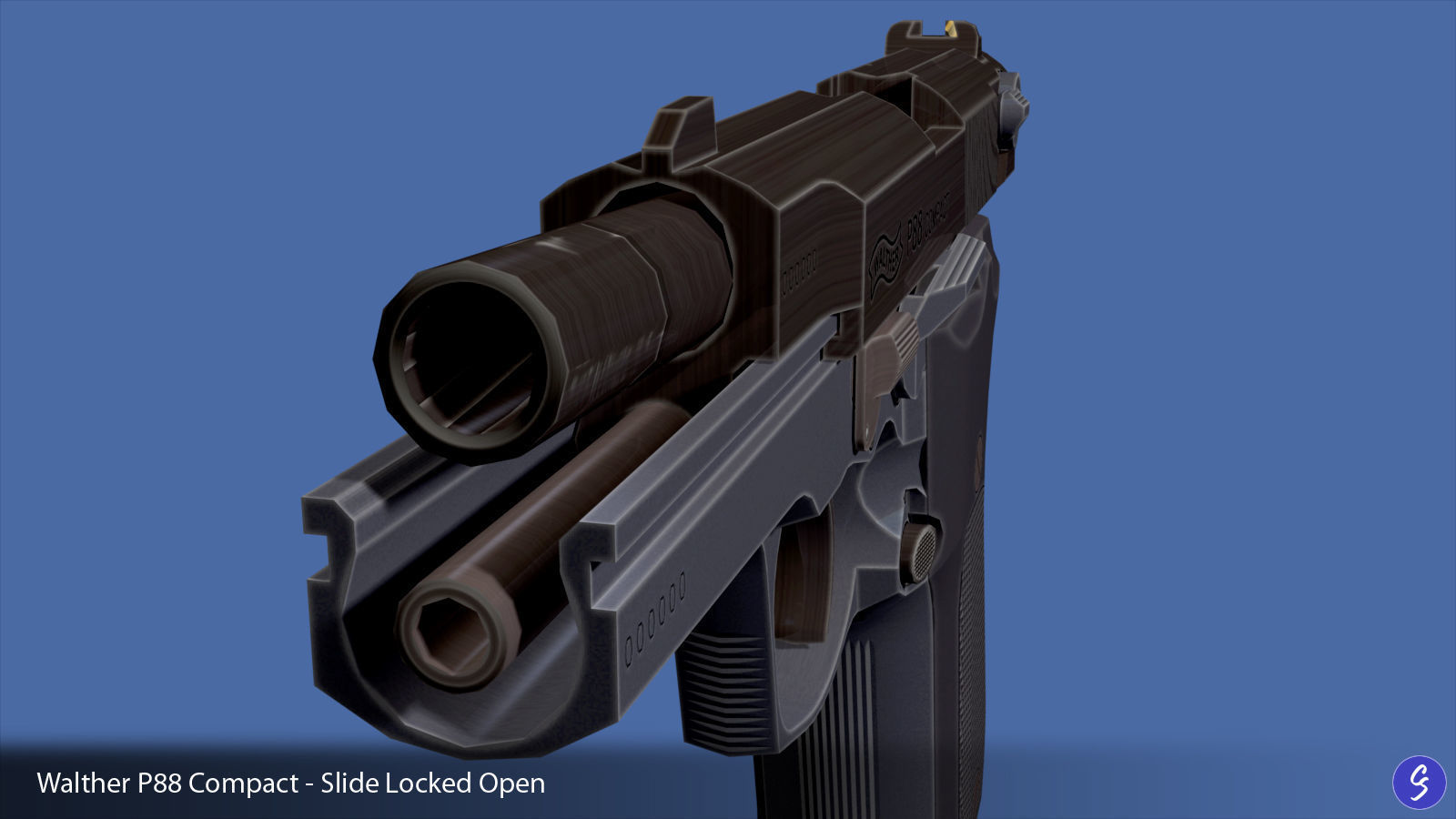 Walther P88 Compact 9mm Pistol Low-poly 3D model_16
