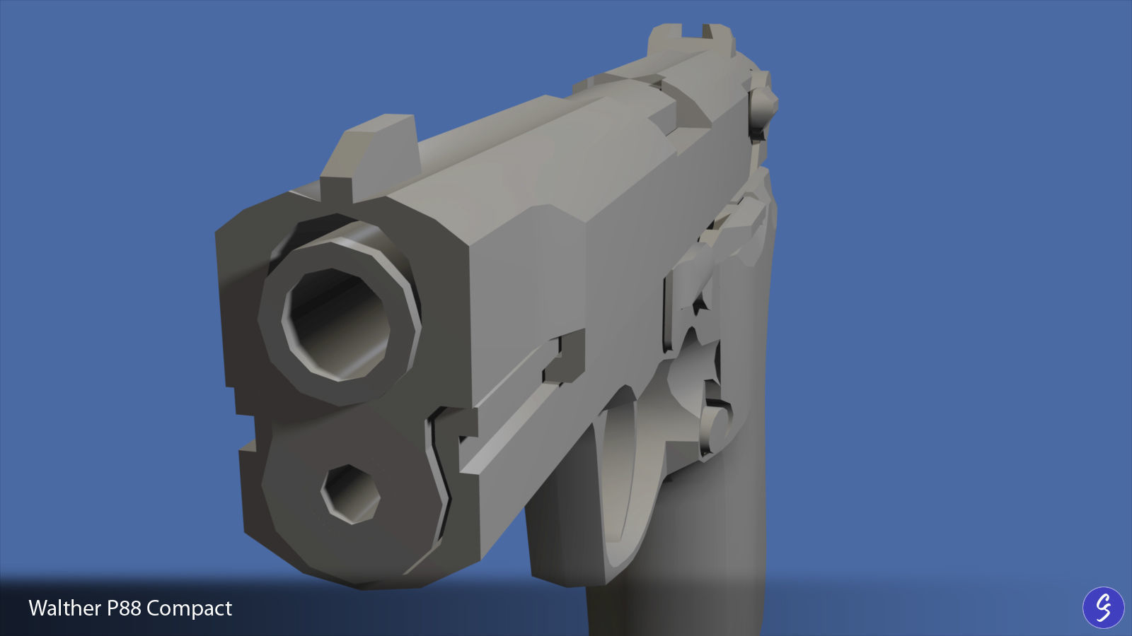 Walther P88 Compact 9mm Pistol Low-poly 3D model_49
