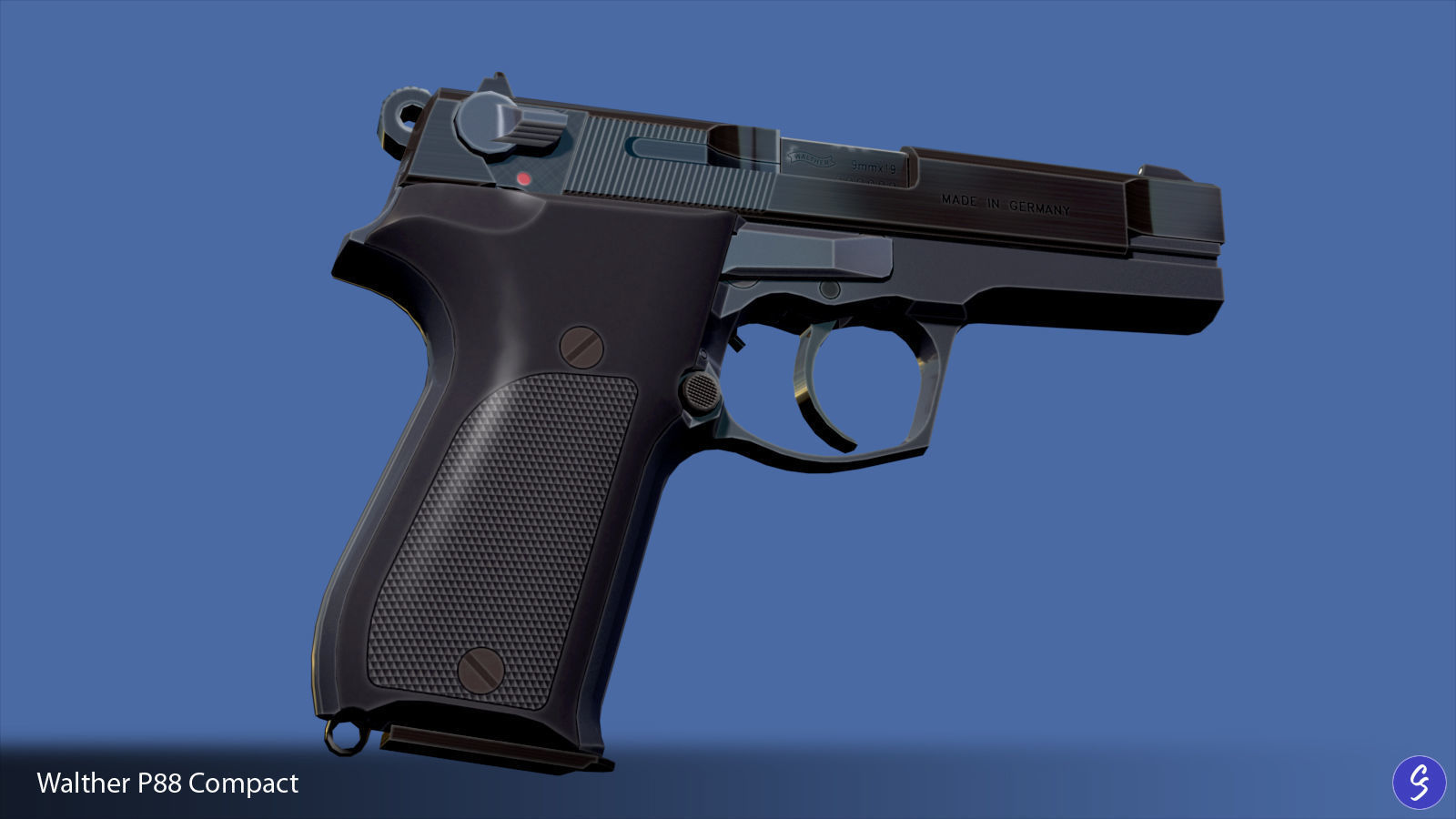 Walther P88 Compact 9mm Pistol Low-poly 3D model_14