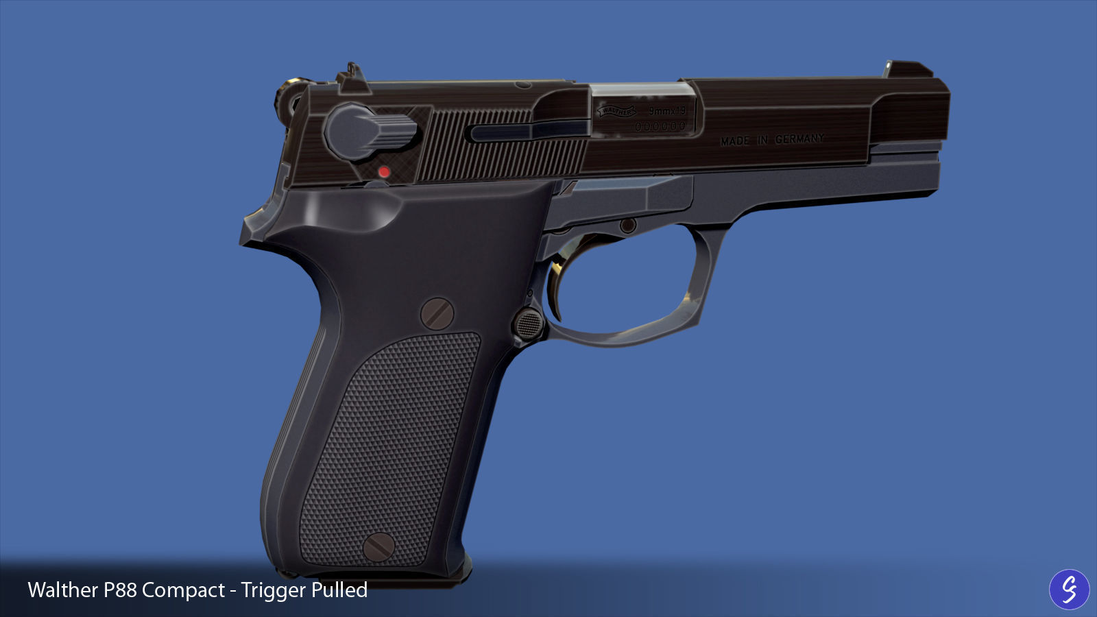 Walther P88 Compact 9mm Pistol Low-poly 3D model_10