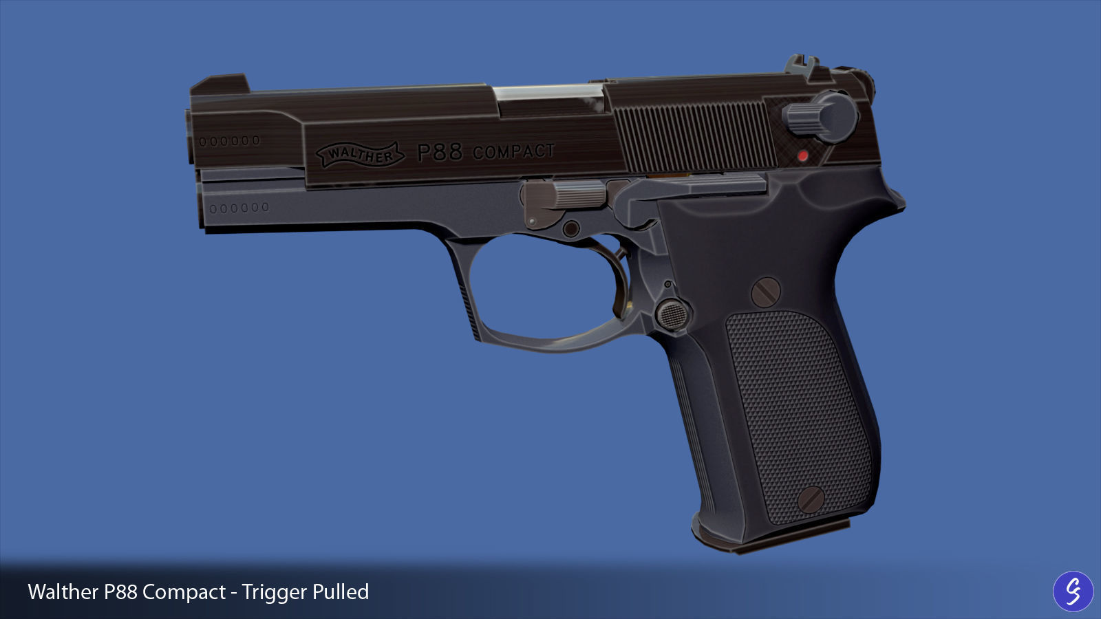 Walther P88 Compact 9mm Pistol Low-poly 3D model_4
