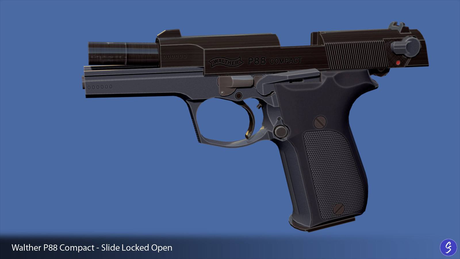 Walther P88 Compact 9mm Pistol Low-poly 3D model_6