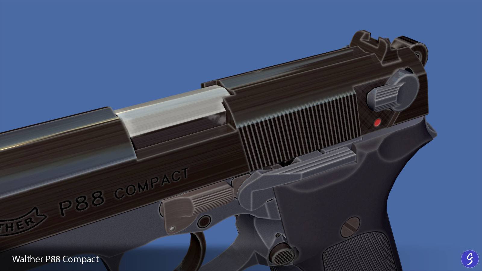 Walther P88 Compact 9mm Pistol Low-poly 3D model_22