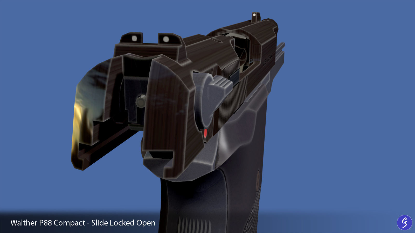 Walther P88 Compact 9mm Pistol Low-poly 3D model_19