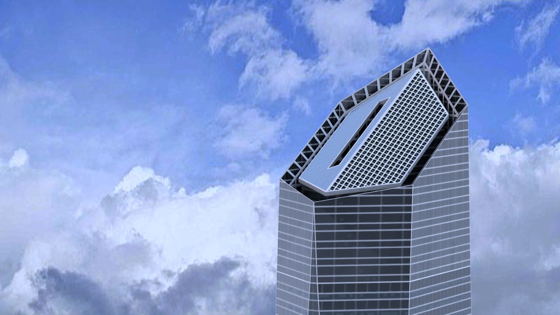 Crystal Tower Madrid Low-poly 3D model_1