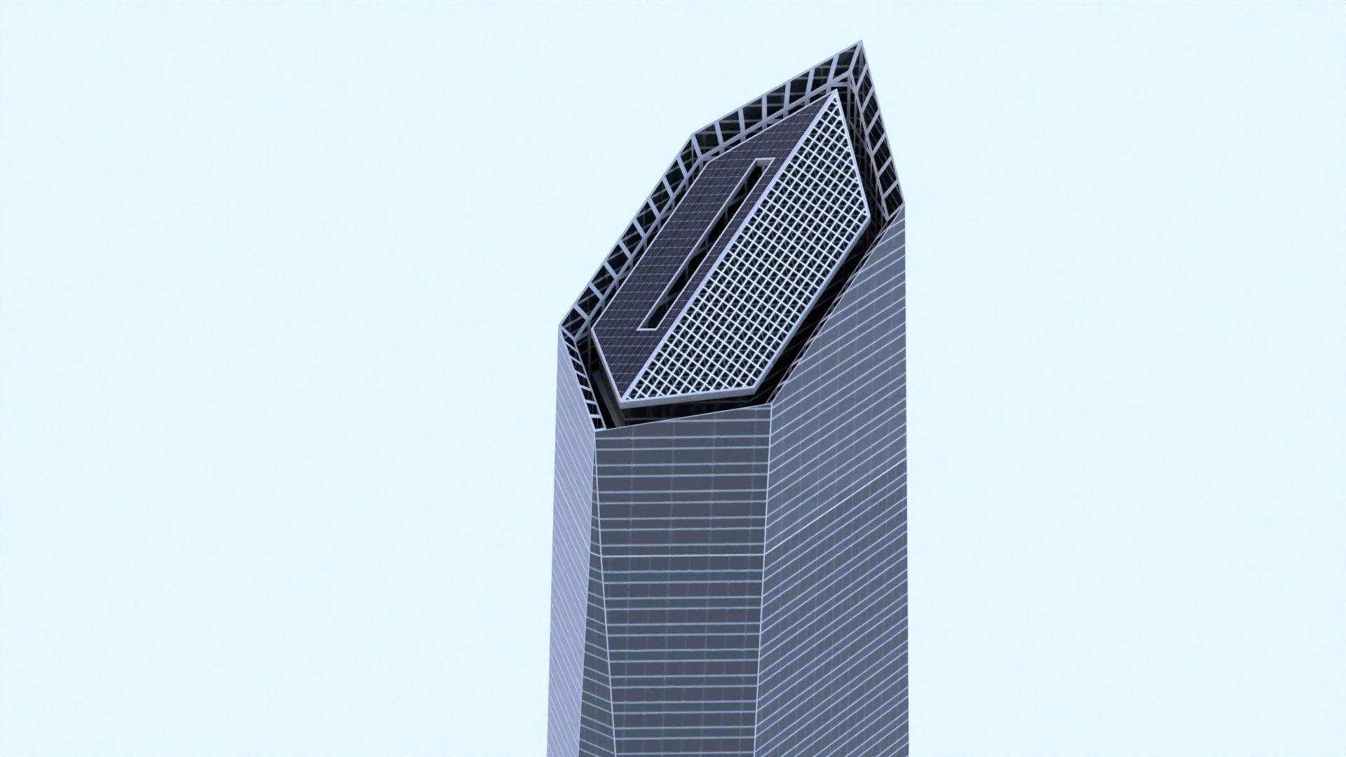 Crystal Tower Madrid Low-poly 3D model_12
