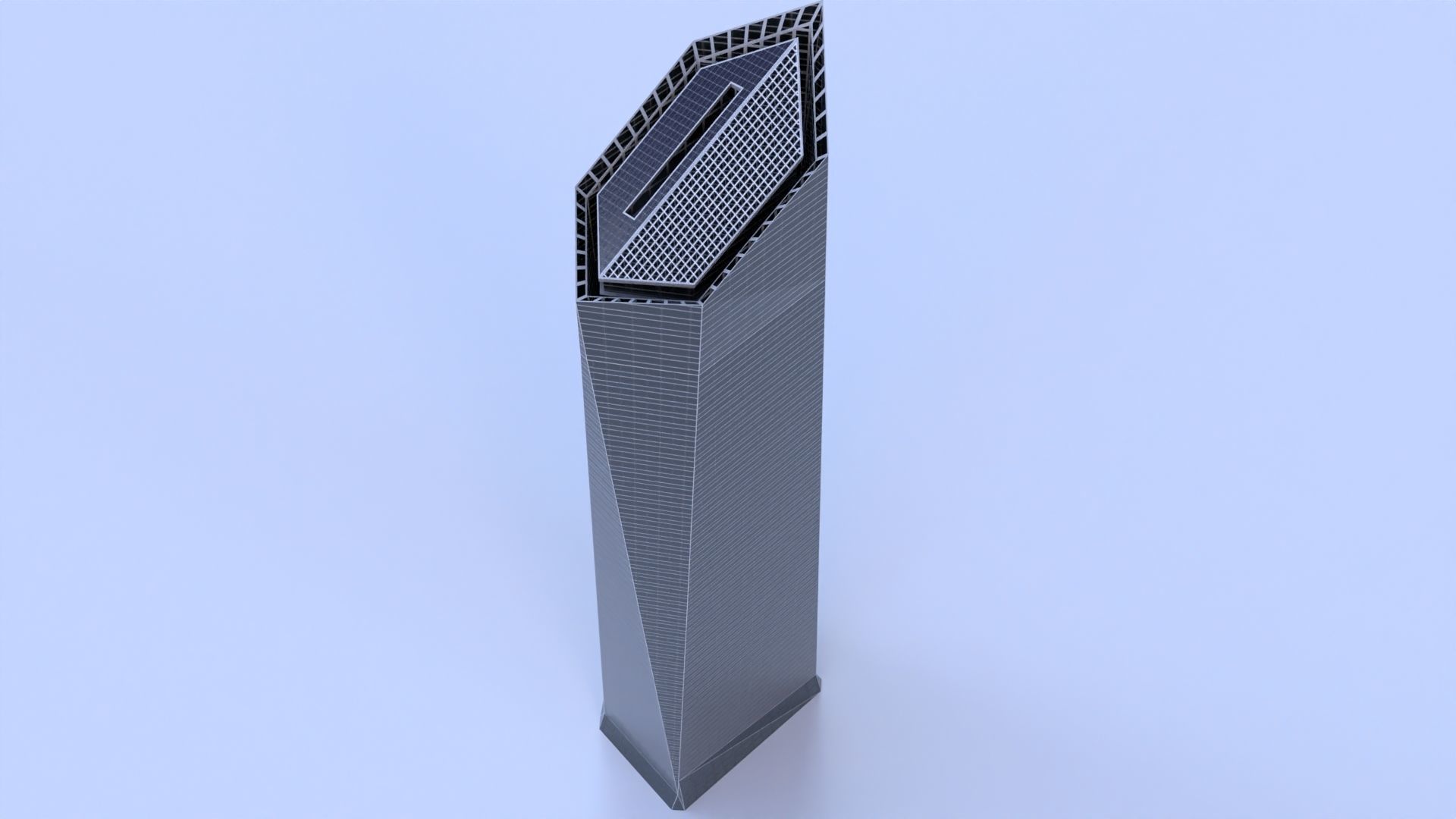 Crystal Tower Madrid Low-poly 3D model_3