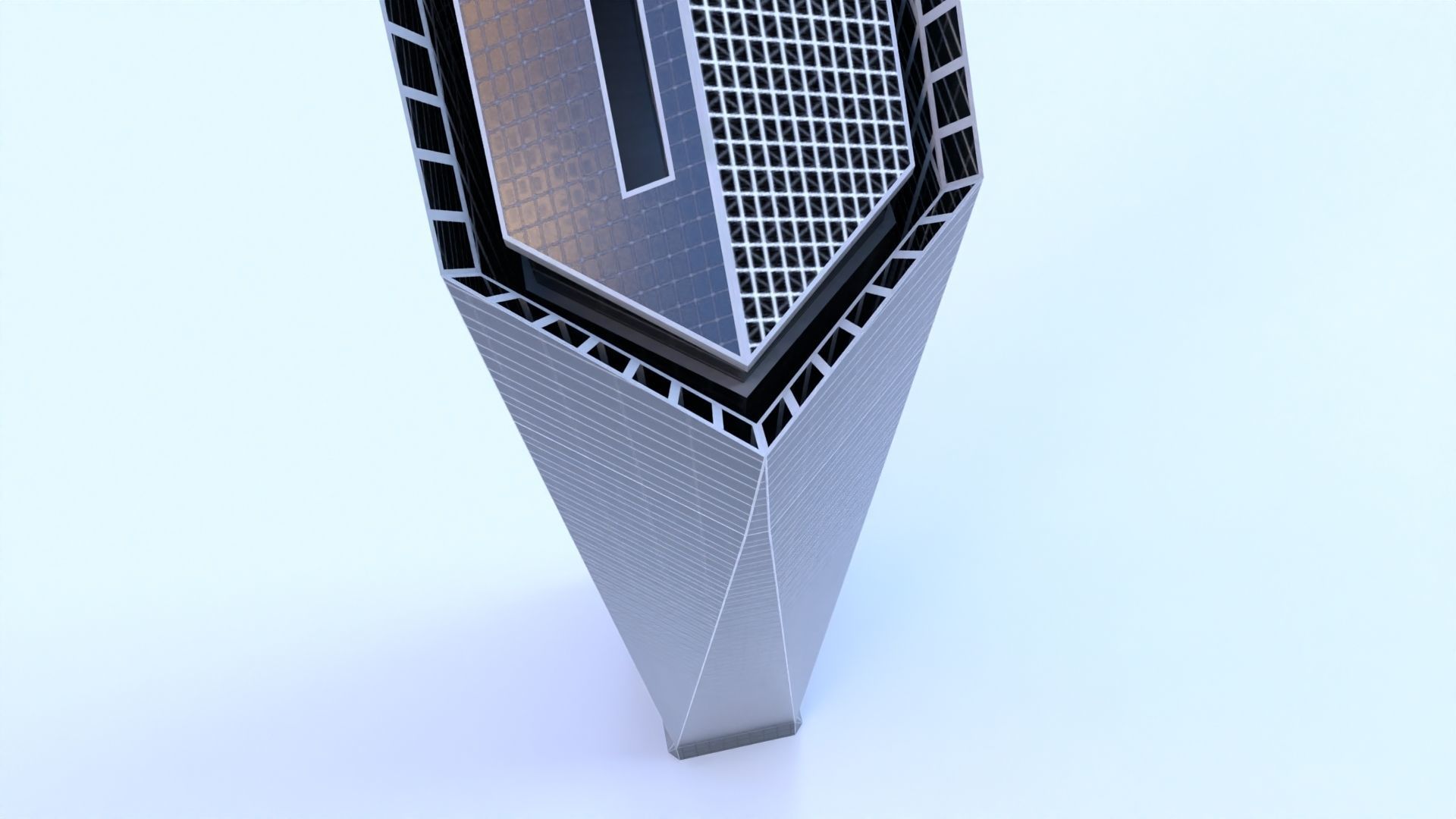 Crystal Tower Madrid Low-poly 3D model_11