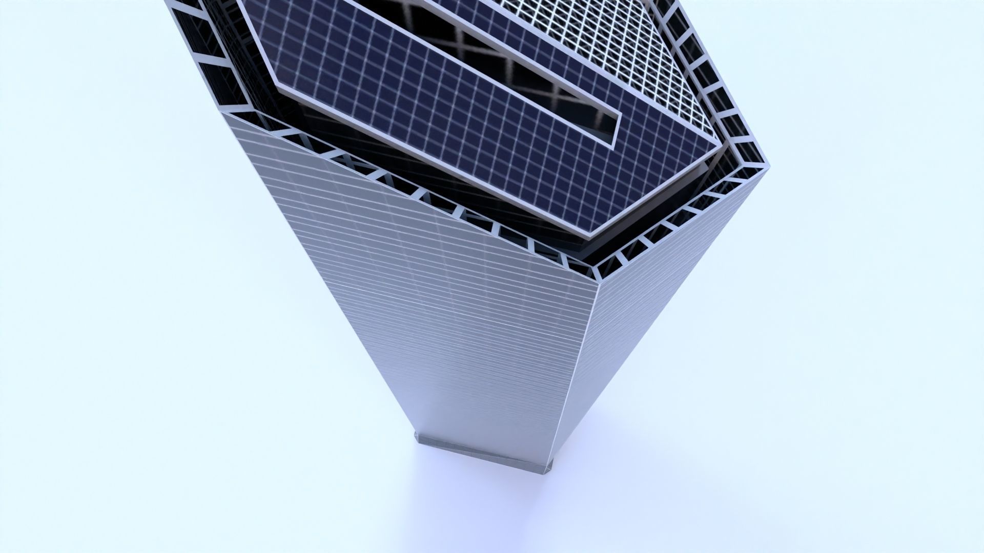 Crystal Tower Madrid Low-poly 3D model_9