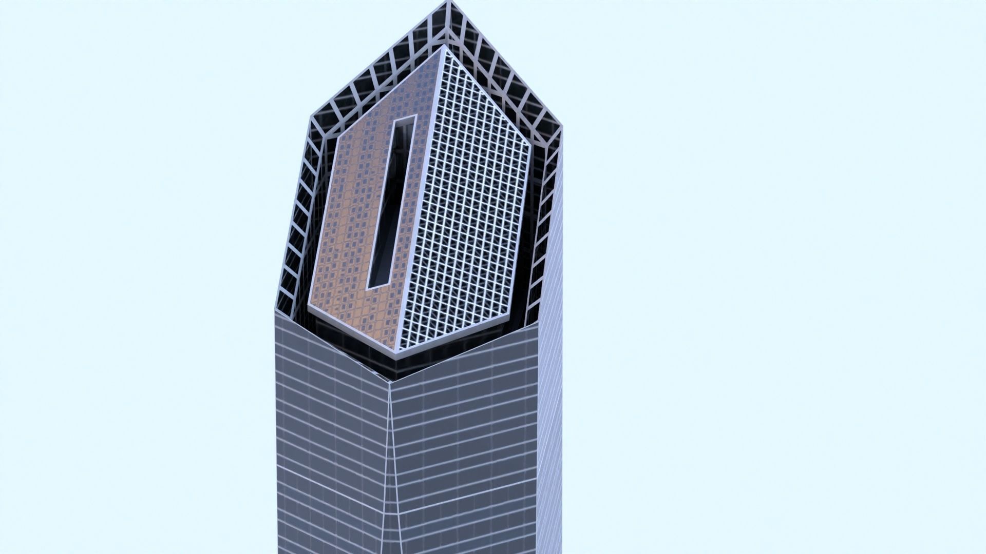 Crystal Tower Madrid Low-poly 3D model_7