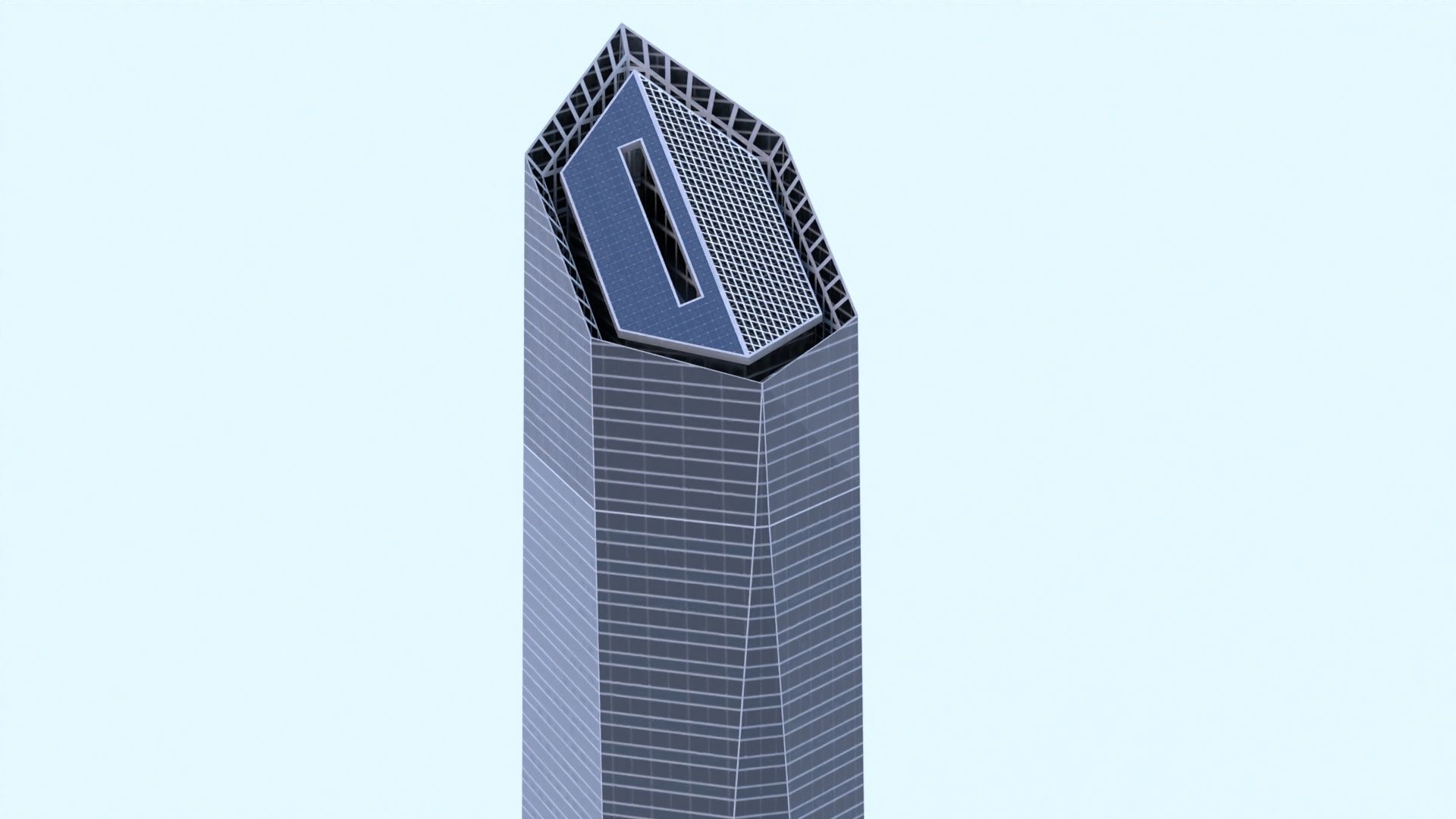 Crystal Tower Madrid Low-poly 3D model_5