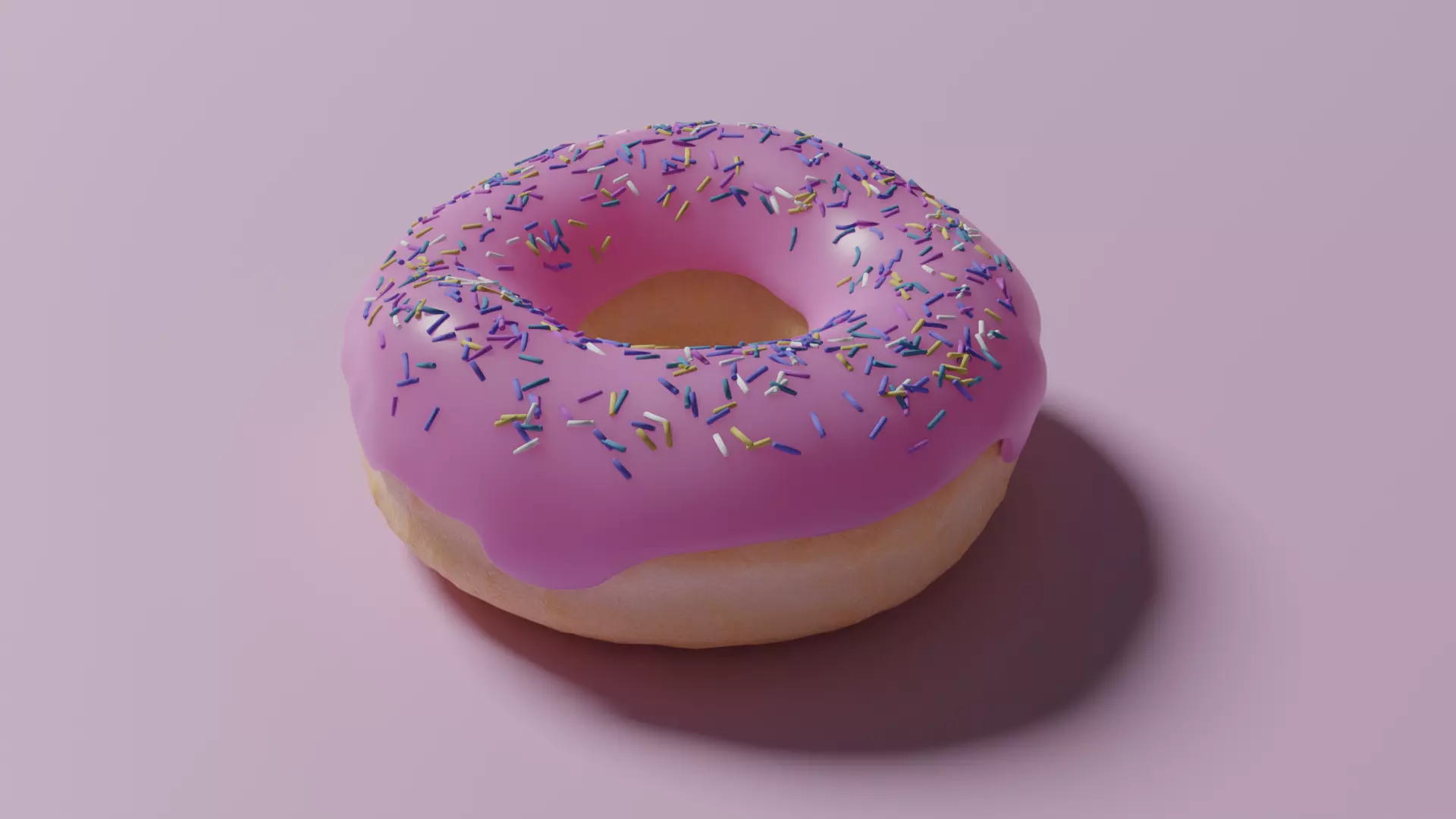 Pink Donut with Sprinkles 3D model_0