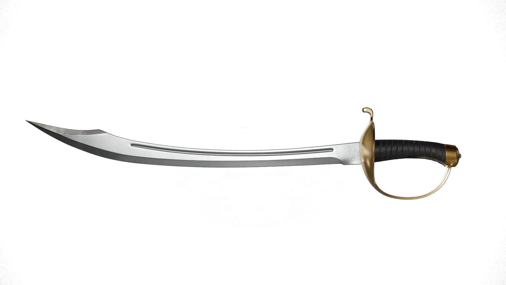Pirate Cutlass Sword 3D model_2