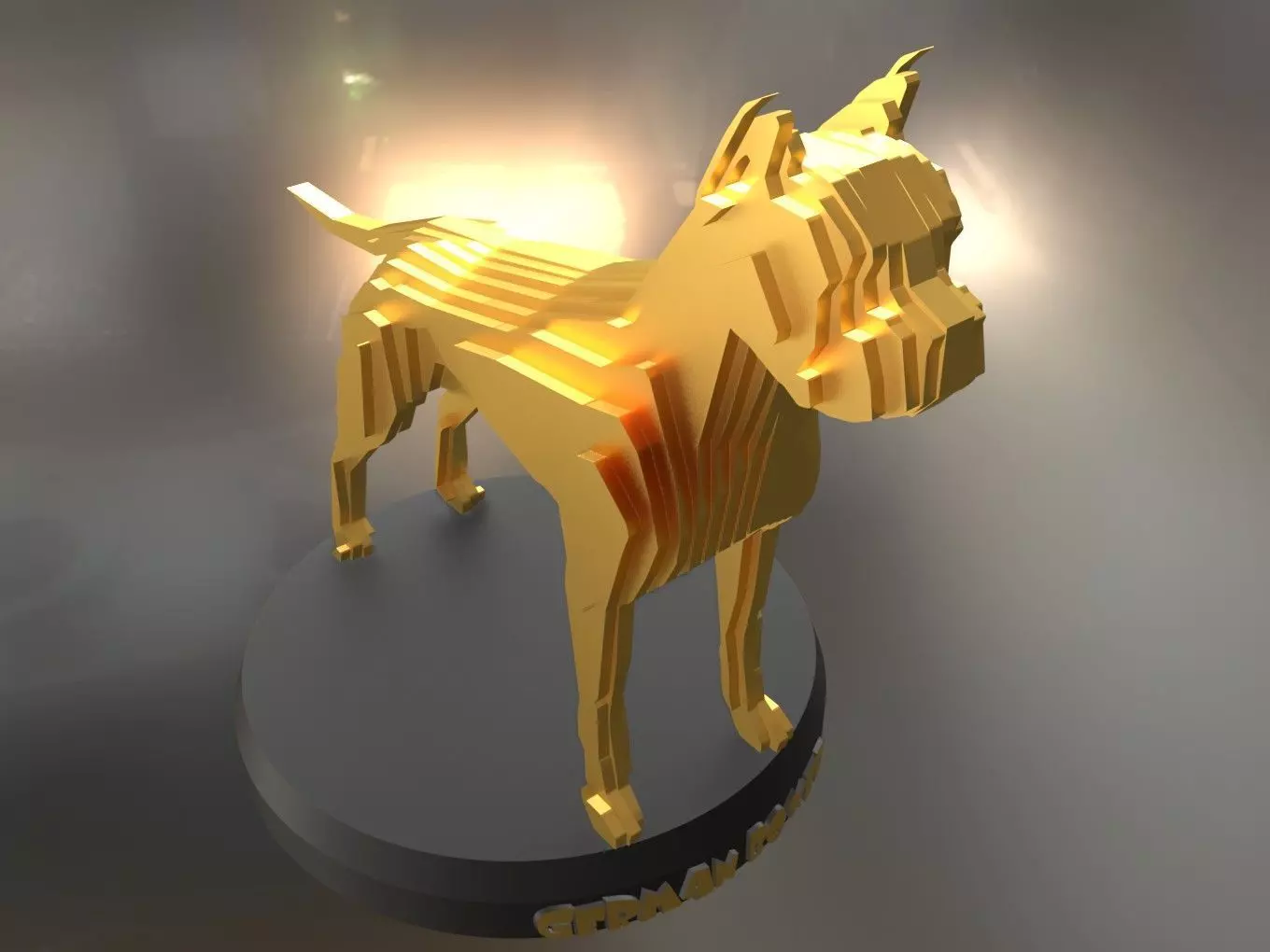 Parametric German Boxer Dog Low-poly 3D model_0