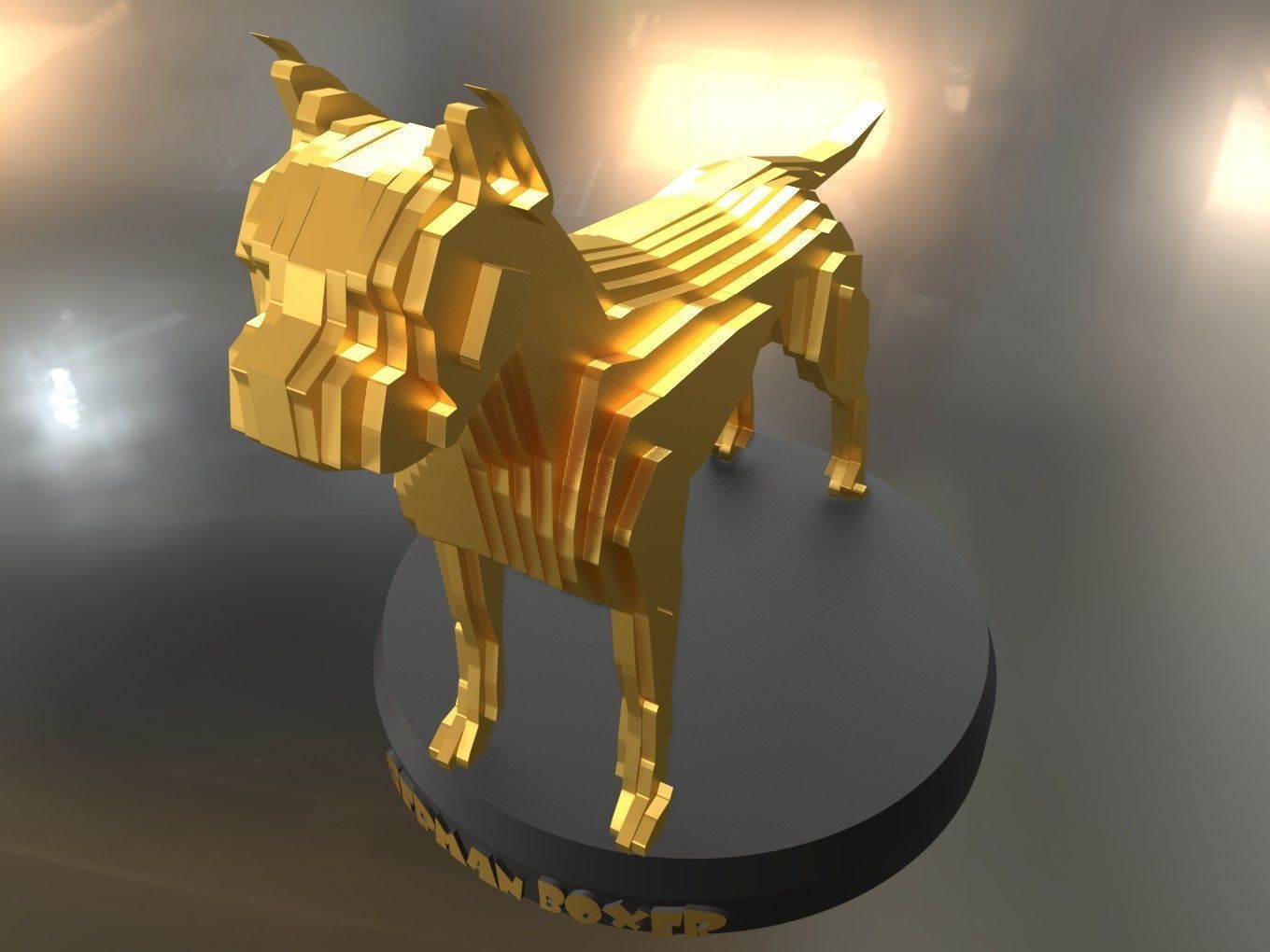 Parametric German Boxer Dog Low-poly 3D model_5