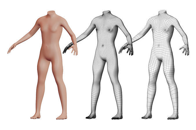 Character 42 High and Low-poly -  Body male 3D model