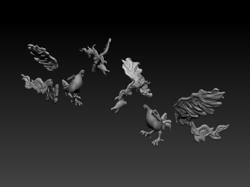 Pokemon - Galarian Moltres with cuts and as a whole 3D print model_1