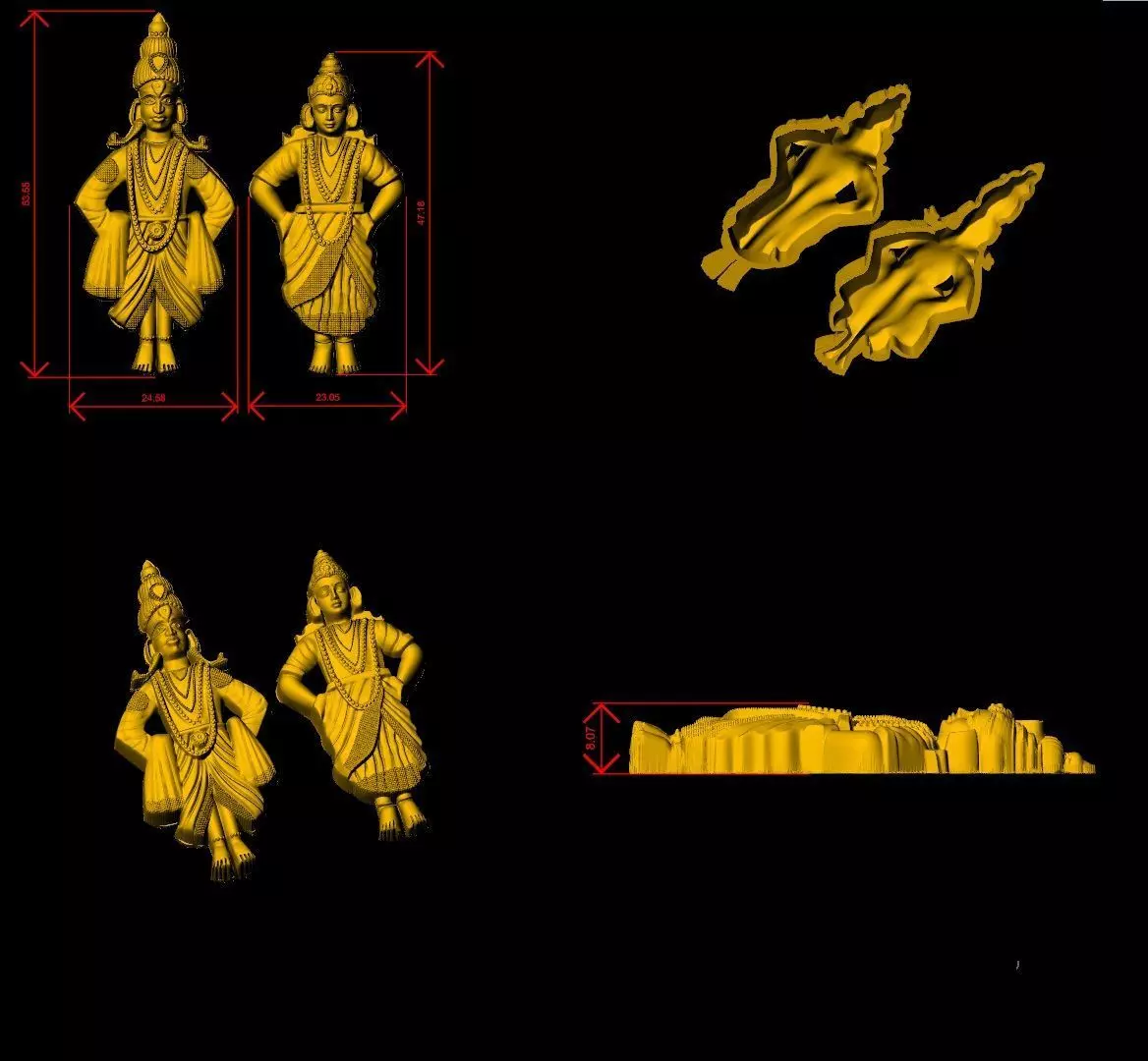 2 face gold statue of lord ganesha 3D print model