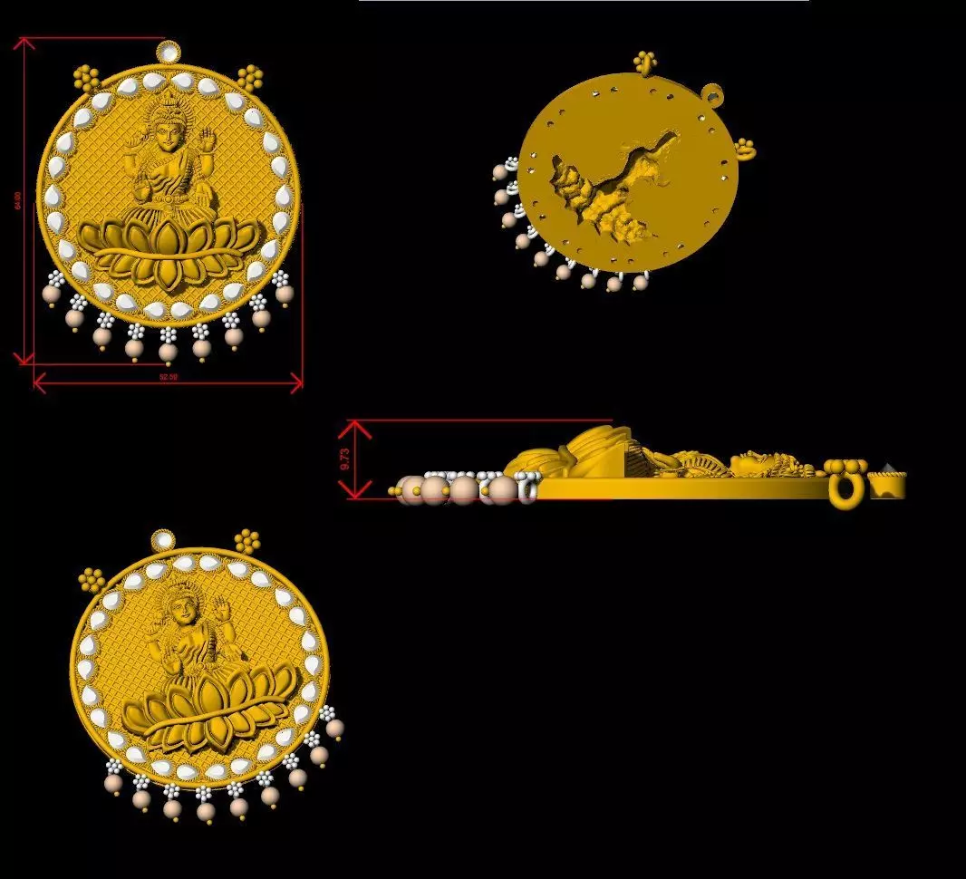 Laxmi sikka pendent 3D print model_0