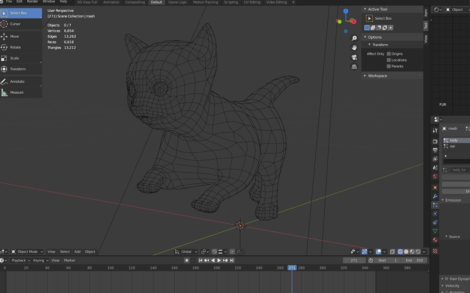 Fur Cute Cat kitten Dark Gray Animated Low-poly 3D model_15