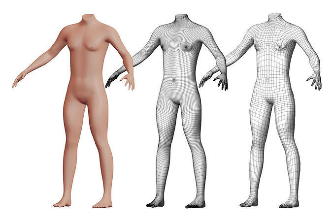 Character 44 High and Low-poly -  Body male 3D model