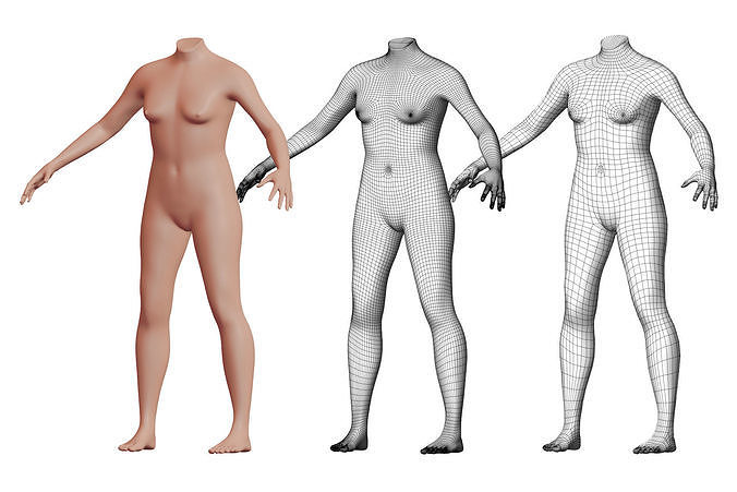 Character 45 High and Low-poly -  Body female 3D model