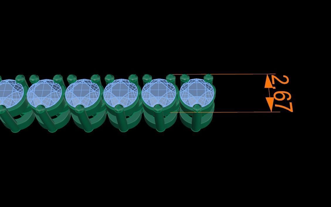 3-PRONG TENNIS DIAMOND NECKLACE LINK 2MM  3D print model_11