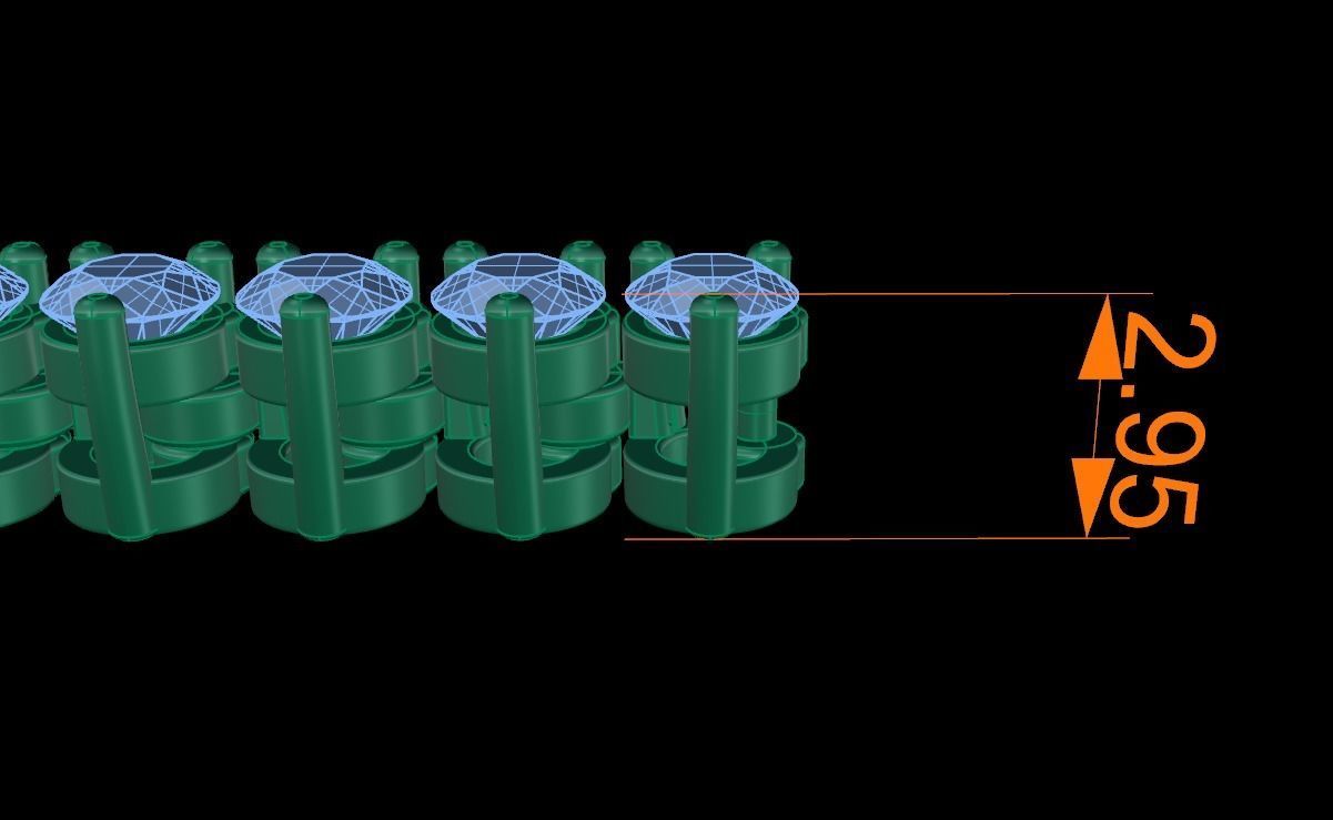 3-PRONG TENNIS DIAMOND NECKLACE LINK 2MM  3D print model_10