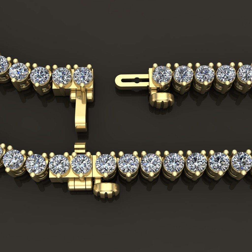 3-PRONG TENNIS DIAMOND NECKLACE LINK 2MM  3D print model_4