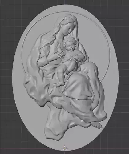 Virgin and Baby Jesus Bas Relief for 3D CNC Router and Printing 3D print model