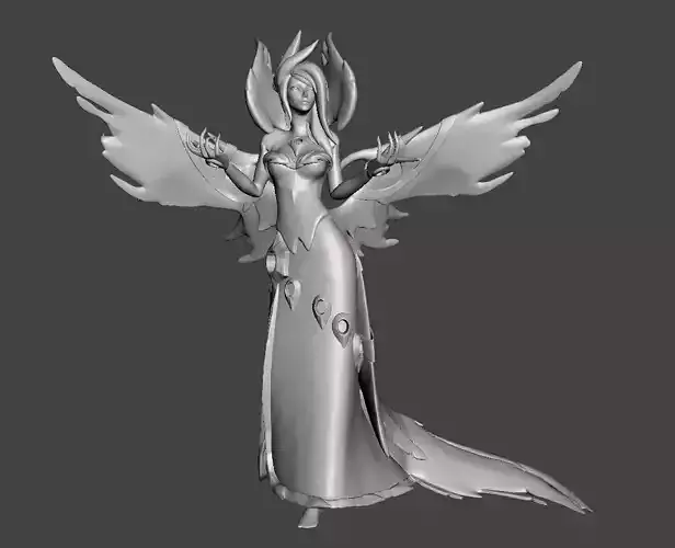 Morgana 3D Model angel in silver dress