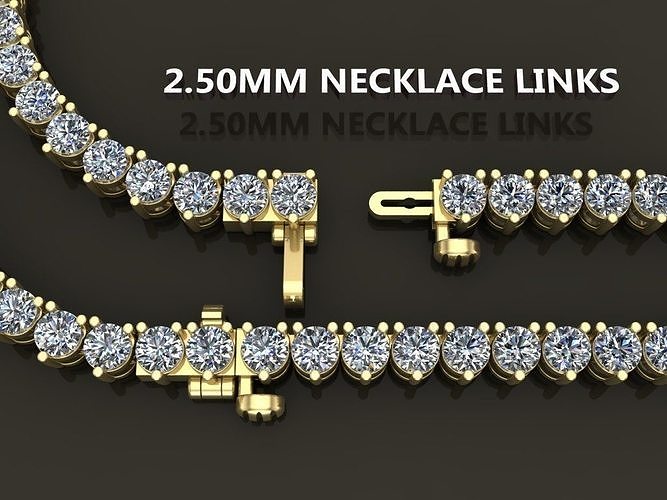 3-PRONG TENNIS DIAMOND NECKLACE LINK 2MM50 3D print model