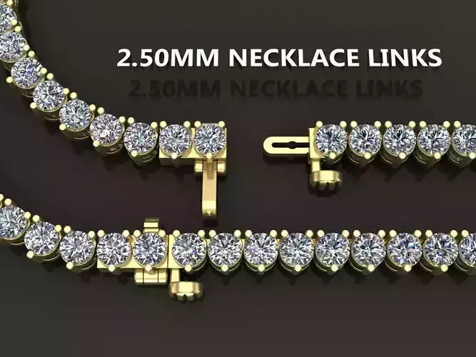 3-PRONG TENNIS DIAMOND NECKLACE LINK 2MM50