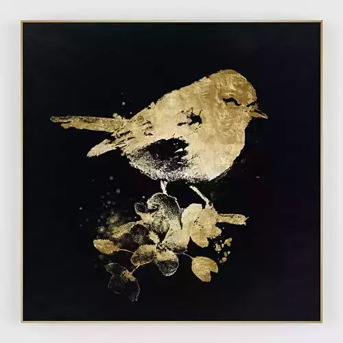 Pictures179 bird art - gold Low-poly 3D model