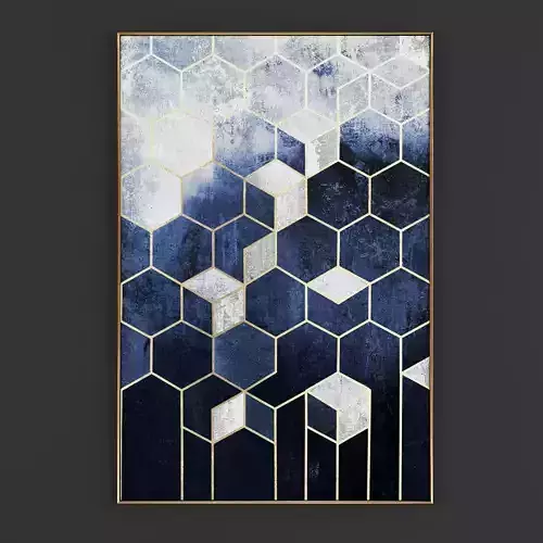 Pictures181 hexagonal abstract canvas wall art Low-poly 3D model