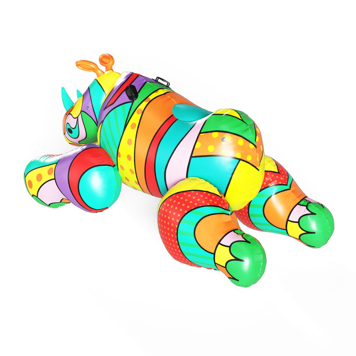Inflatable Rhino Pop Art 3D model_2