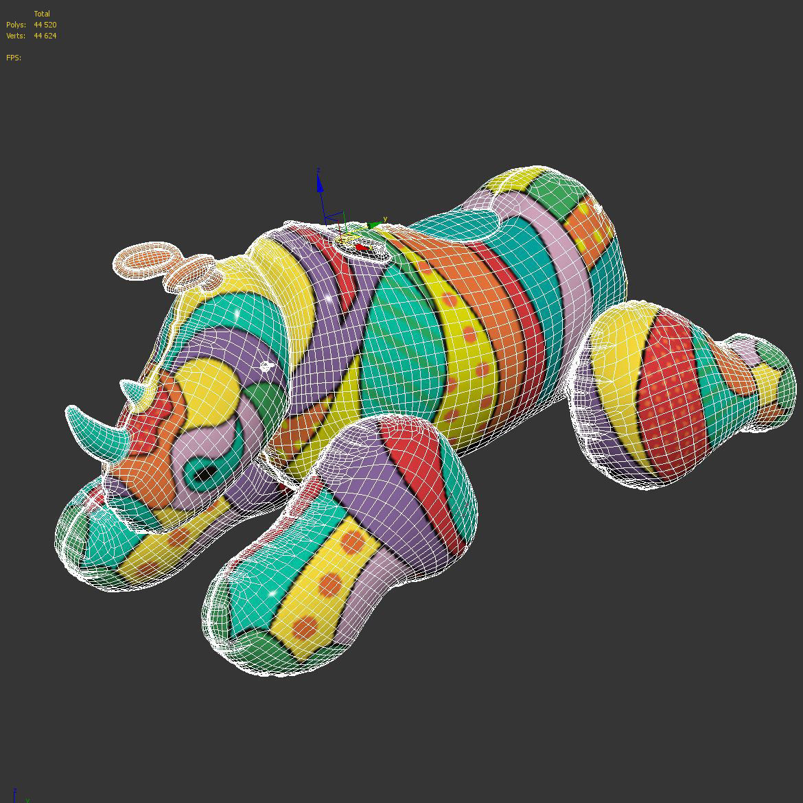 Inflatable Rhino Pop Art 3D model_8