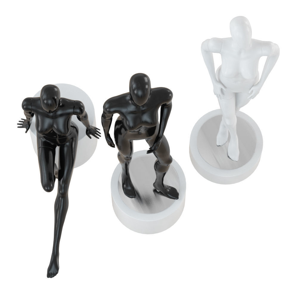 Three abstract female mannequins 76 3D model_4