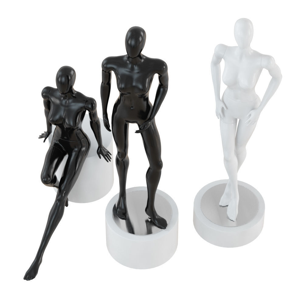 Three abstract female mannequins 76 3D model_2