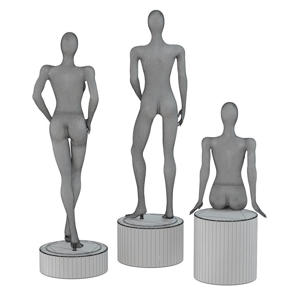Three abstract female mannequins 76 3D model_6
