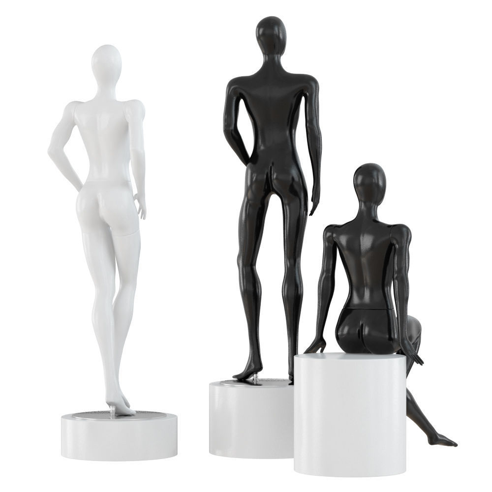 Three abstract female mannequins 76 3D model_3