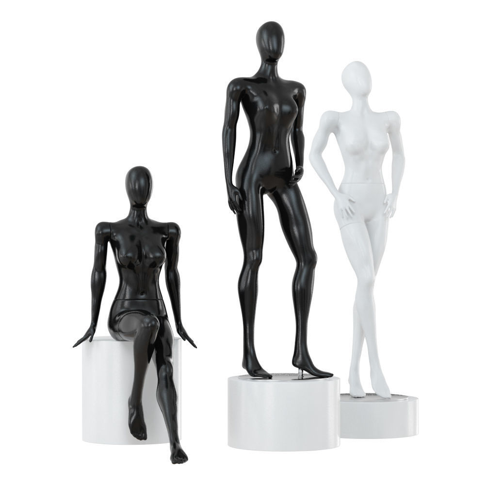 Three abstract female mannequins 76 3D model_1