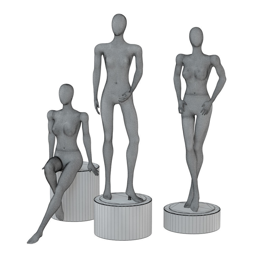 Three abstract female mannequins 76 3D model_5