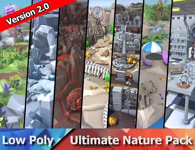 Ultimate Low Poly Nature Pack Low-poly 3D model