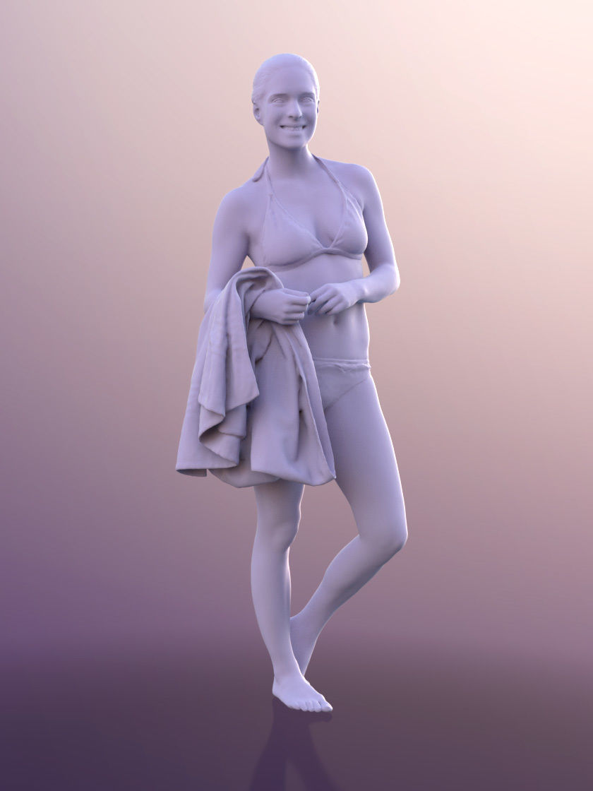 Juliette 10826 - Woman In Bikini At Pool With Towel 3D model_4