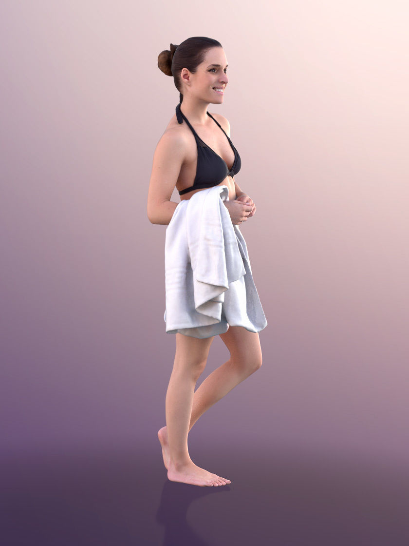 Juliette 10826 - Woman In Bikini At Pool With Towel 3D model_3