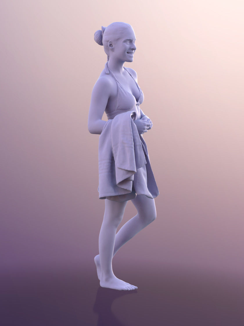 Juliette 10826 - Woman In Bikini At Pool With Towel 3D model_5