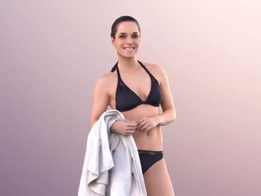 Juliette 10826 - Woman In Bikini At Pool With Towel 3D model_0