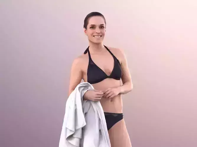 Juliette 10826 - Woman In Bikini At Pool With Towel 3D model