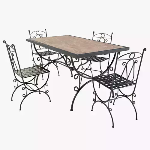 Iron Wood Table and Chairs